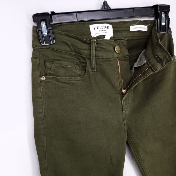Frame Le Skinny De Jeanne Size 24 Skinny Jeans Green Mid Rise - Picture 5 of 13
